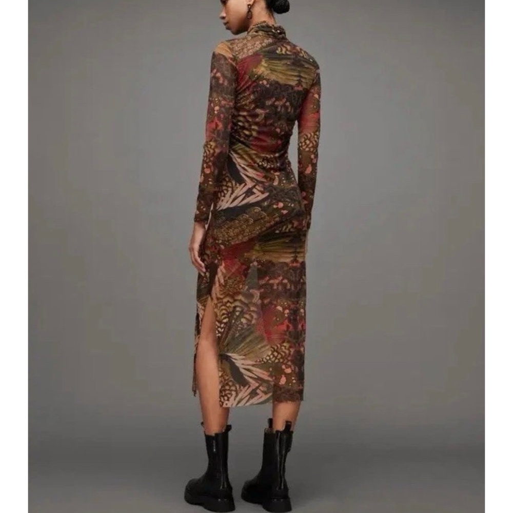 ALL SAINTS long sleeve Mesh Dress Elegant Multicolor Patterned Dress NEW - Picture 5 of 8